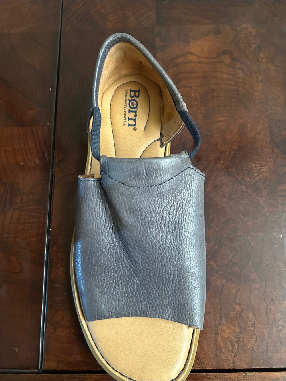 Born Navy Leather Slip-On with Tan Insole